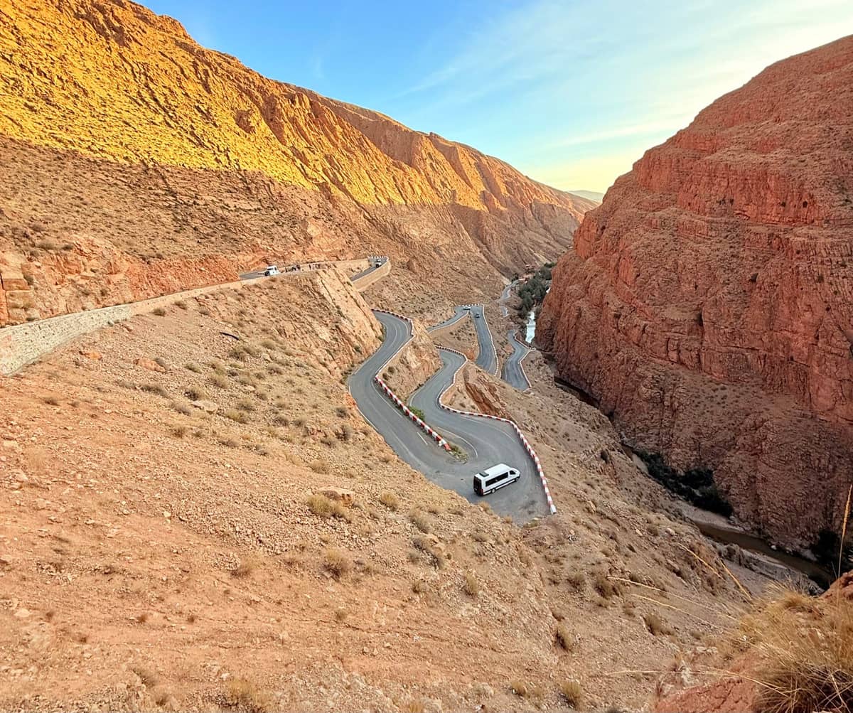 Winding road through Dades Gorges in the Atlas Mountains of Morocco