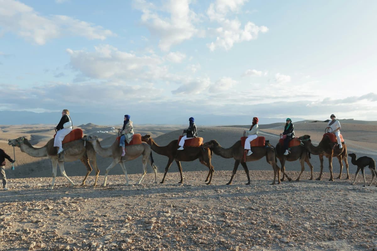 Moroccan dinner camp overlooking the Agafay Desert near Marrakech