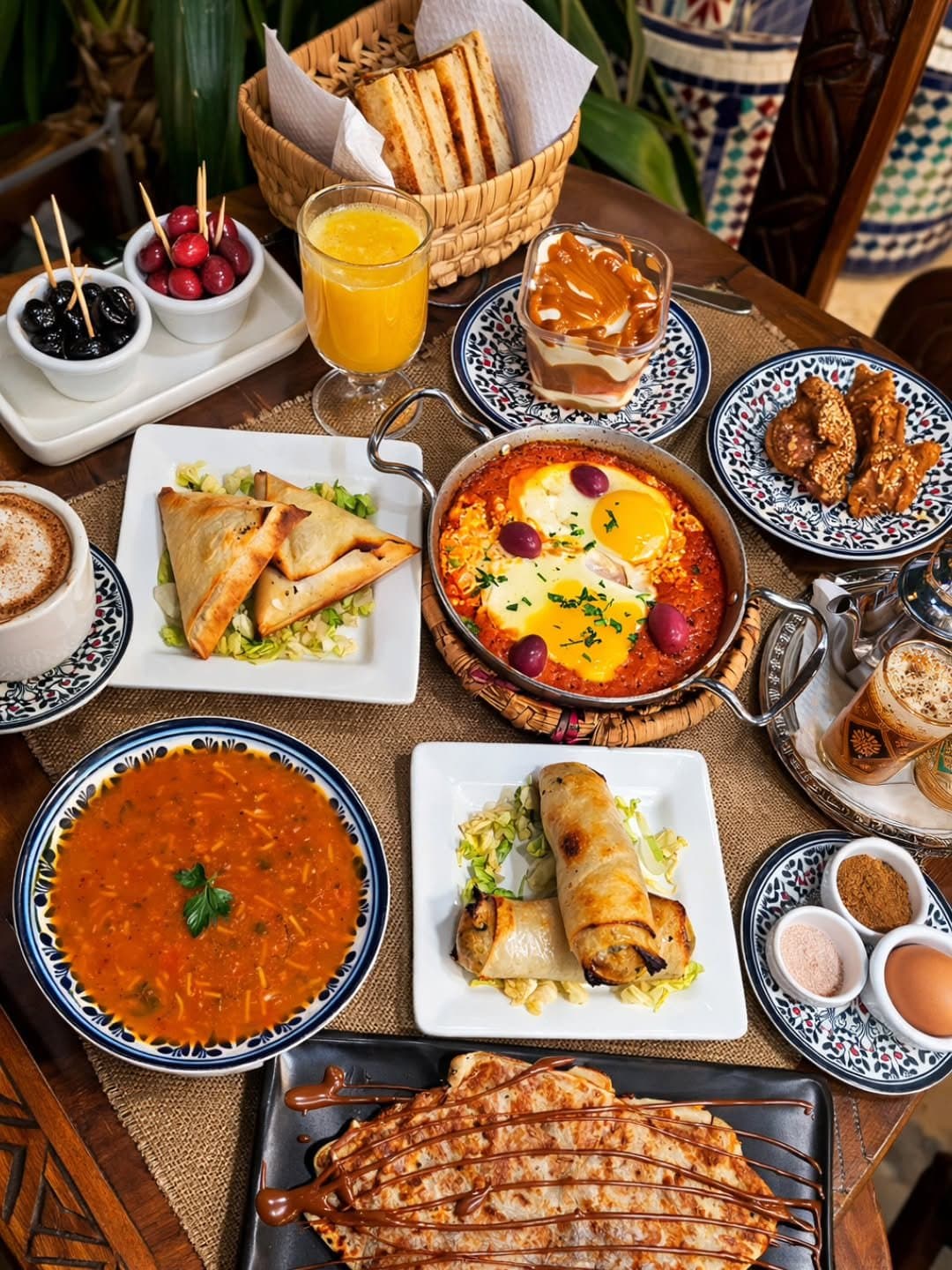 Traditional Moroccan Ramadan food prepared for iftar