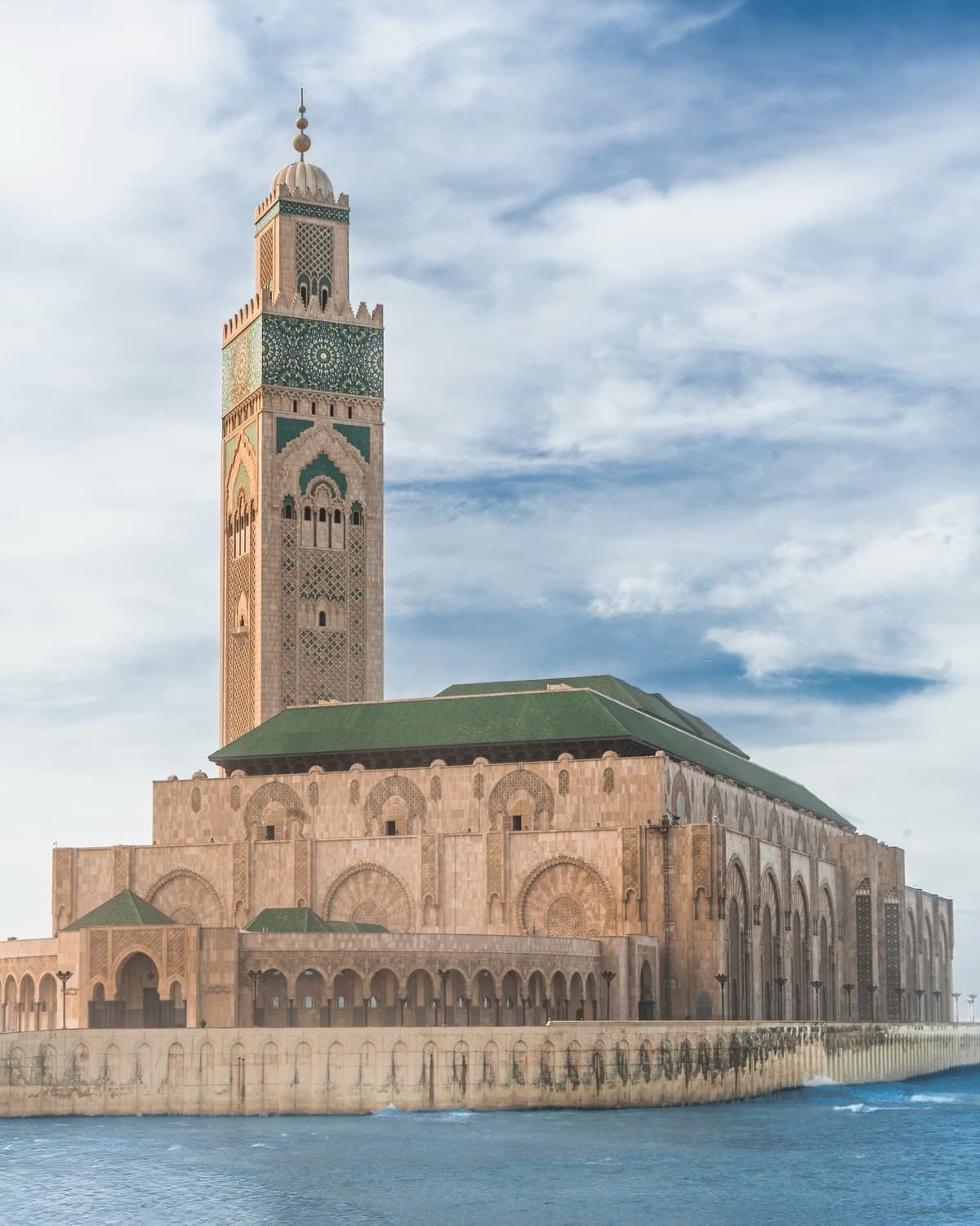 Morocco in December with Hassan II Mosque in Casablanca overlooking the Atlantic Ocean