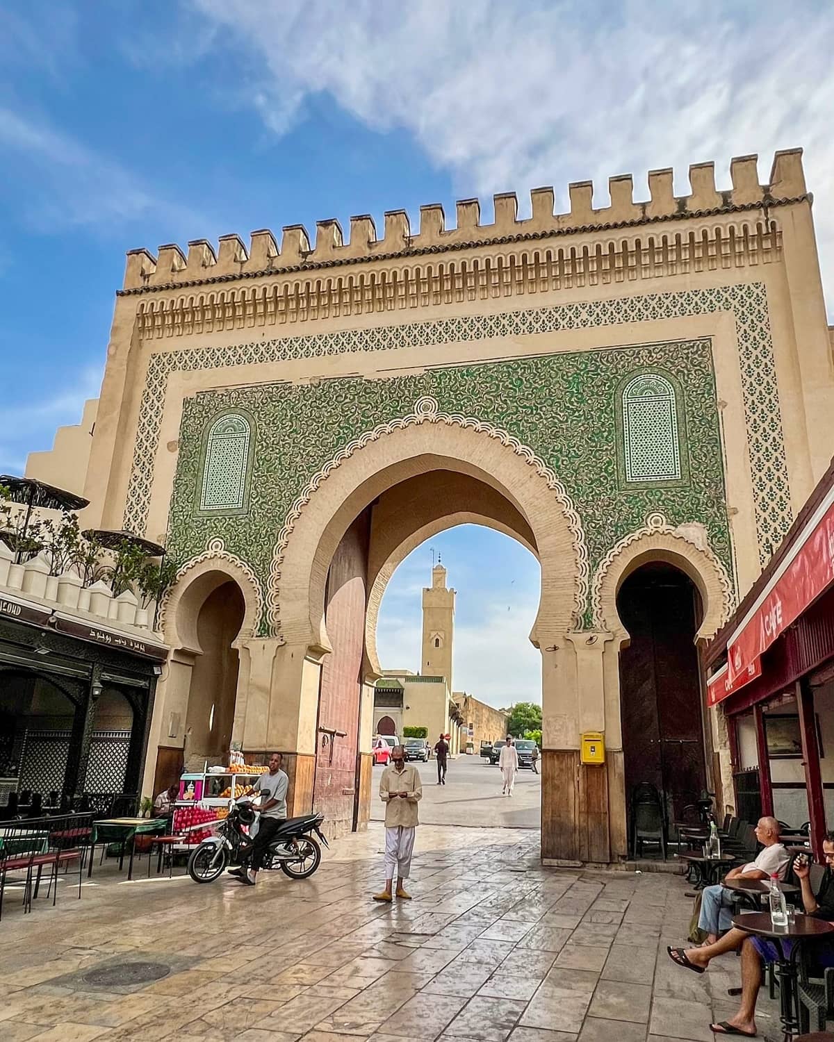 Historic Blue Gate of Fes (Bab Boujloud) explored during a 10 Days Morocco Tour