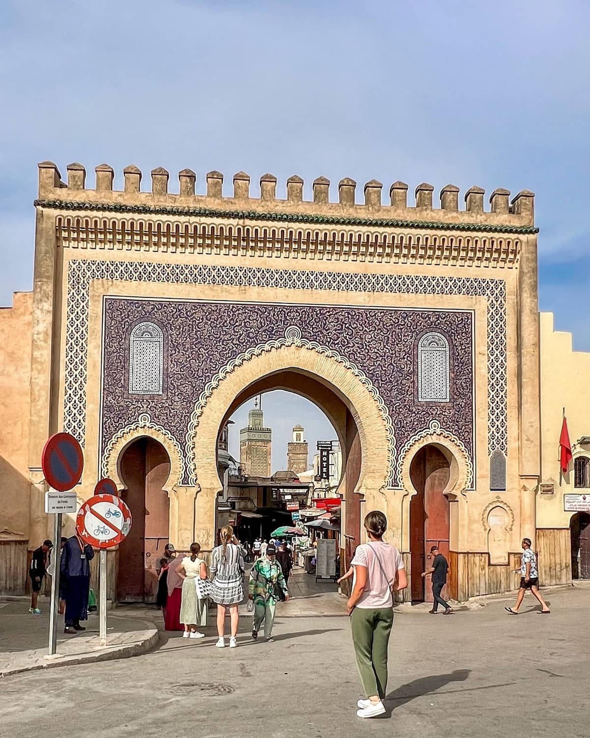 Famous Blue Gate of Fes Medina explored during a 12 Day Morocco Itinerary