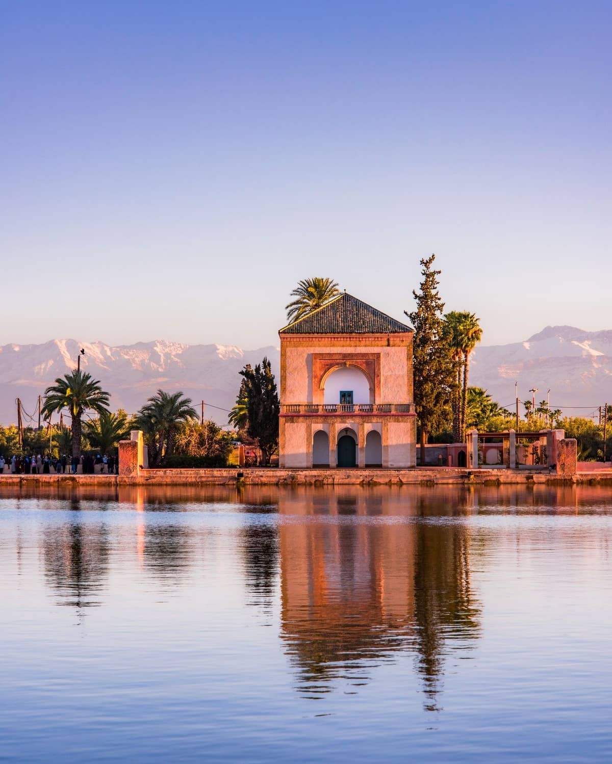 Beautiful Menara Gardens and reflecting pool in Marrakech during a 9 Day Morocco Itinerary