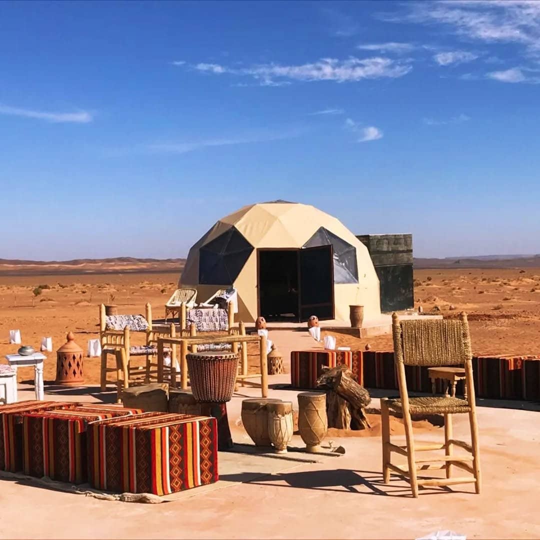 Luxury desert camp among the Erg Chebbi dunes during a 10 Days Morocco Tour in Morocco