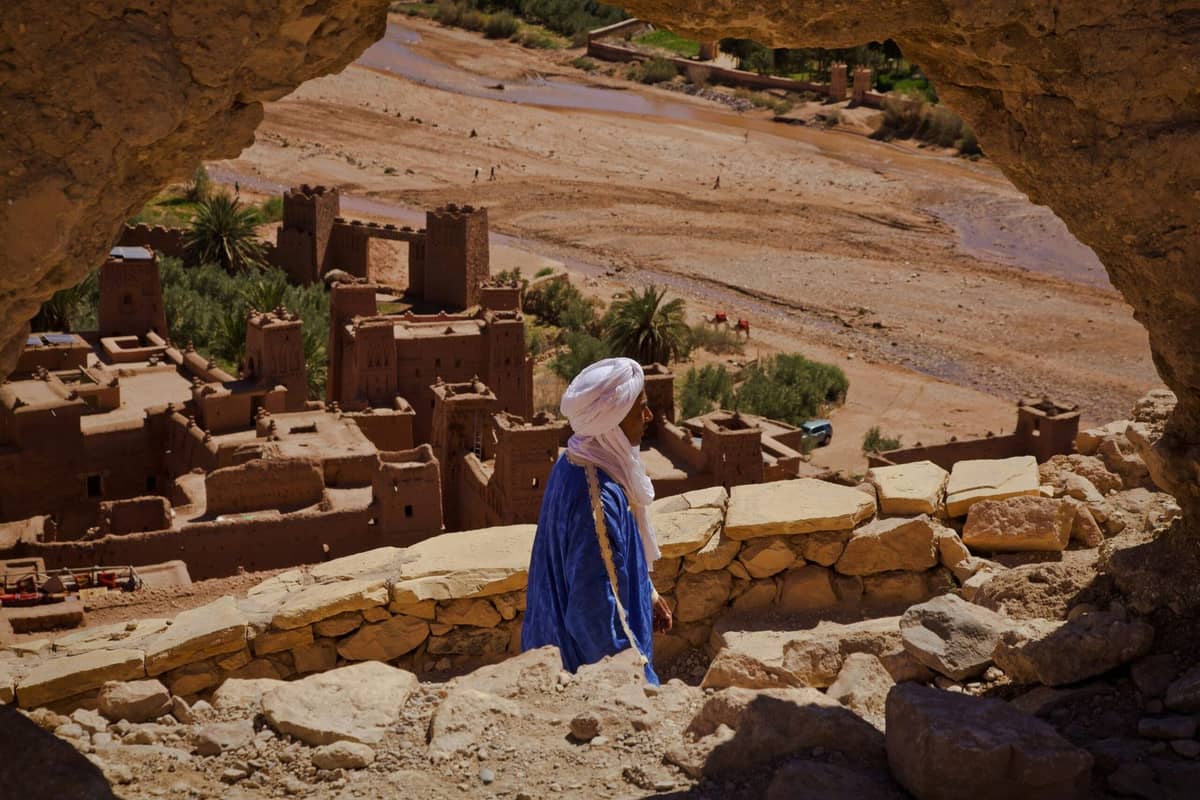 Panoramic view of Ait Ben Haddou Kasbah during a 3 Day Agadir to Merzouga Desert Tour in Morocco