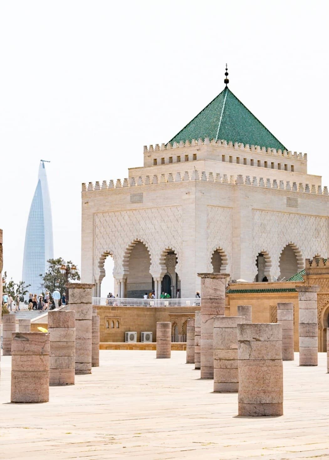 Famous Mausoleum of Mohammed V in Rabat visited on a 2 Week Morocco Itinerary
